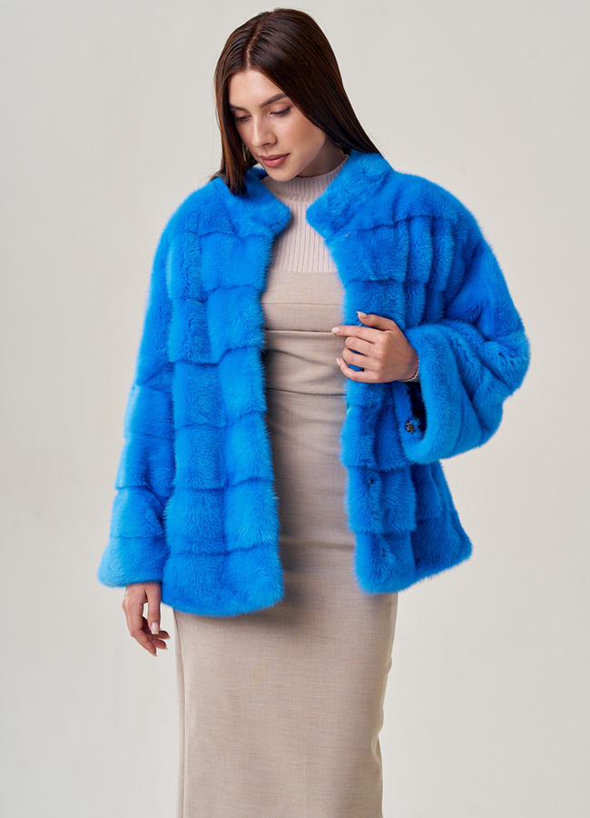 Куртка из норки голубого цвета модель № 2200 универмаг малина