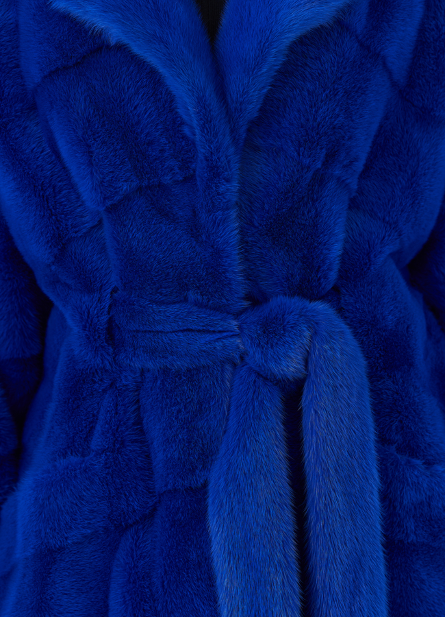 Шуба из норки синего цвета модель № 24824 в рассрочку