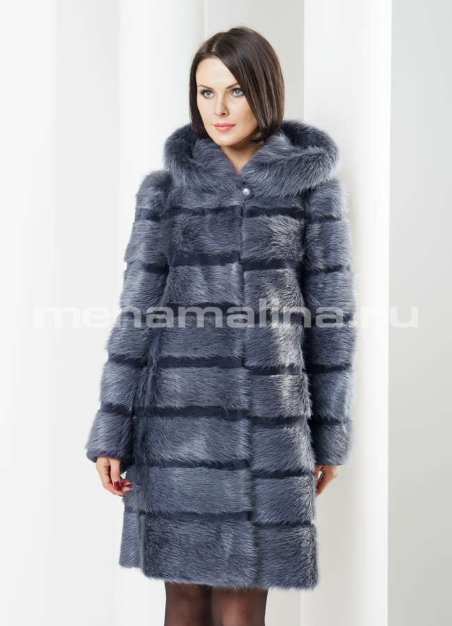 фото Шуба из нутрии поперечка, лазерная щипка модель № S-246