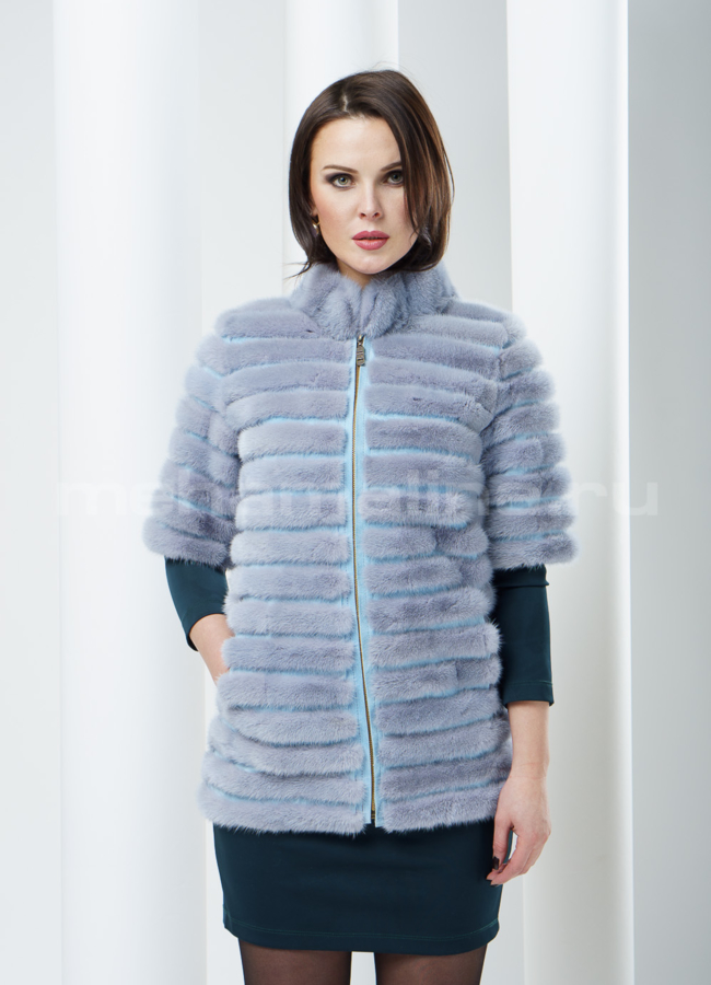 фото Женский жакет из норки, цвет сапфир модель № M-41
