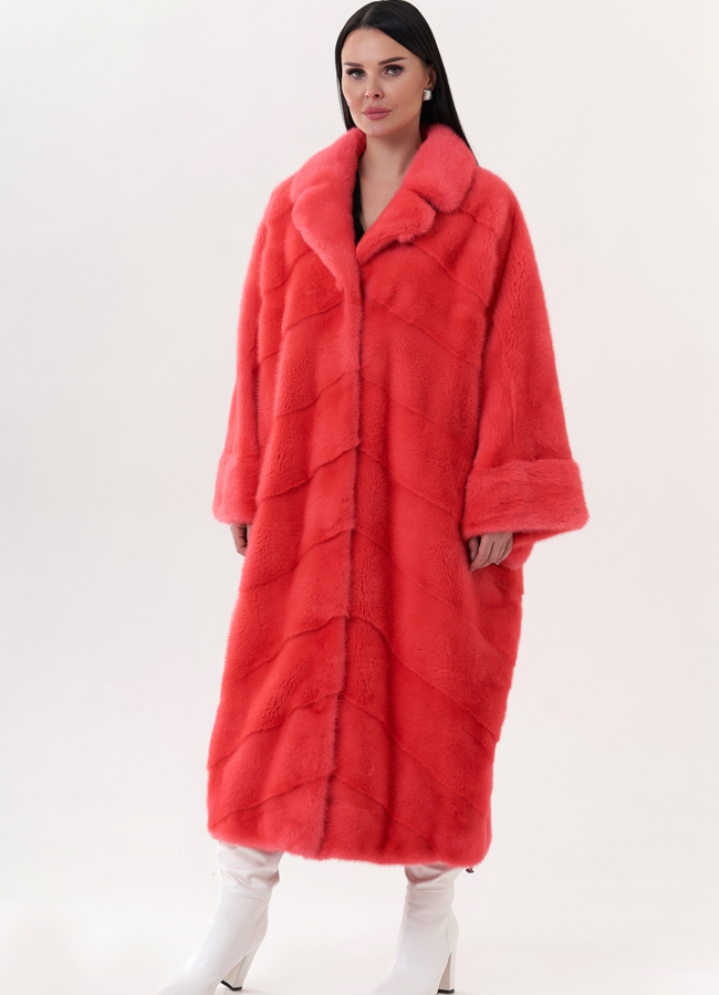 Шуба из норки с английским воротником модель № 26023 универмаг малина