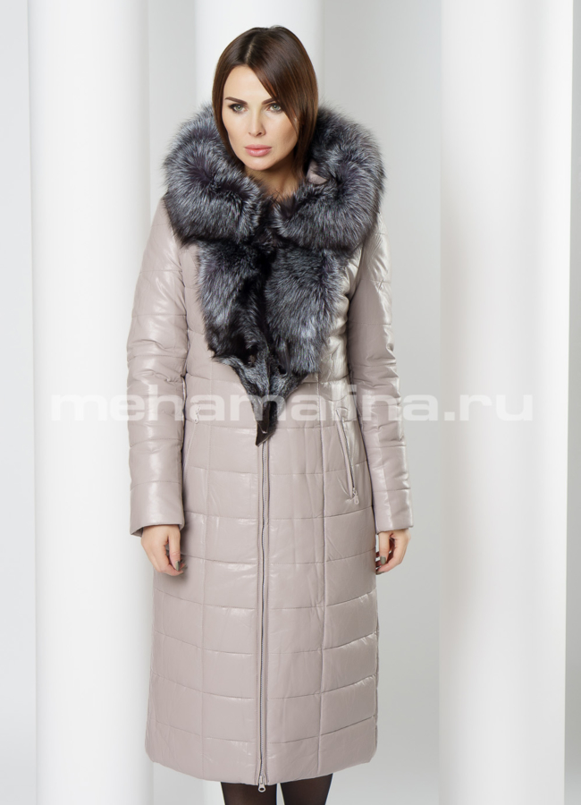Пуховик эко модель № 8160 меха малина