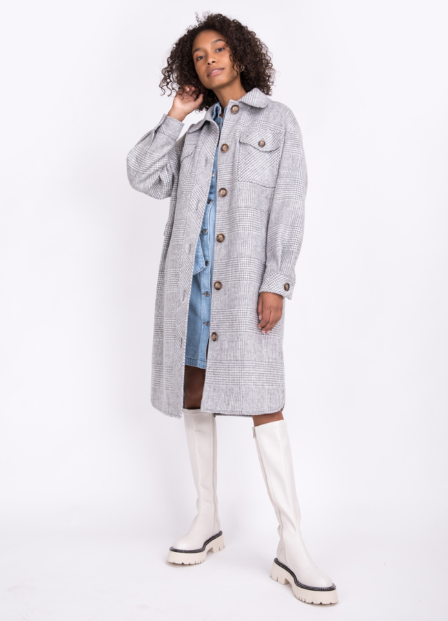 Женское пальто-рубашка с поясом Electra Style модель № 22218 в рассрочку