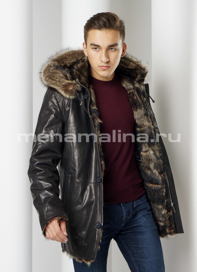 Дубленка на тоскане модель № DM-115 меха малина