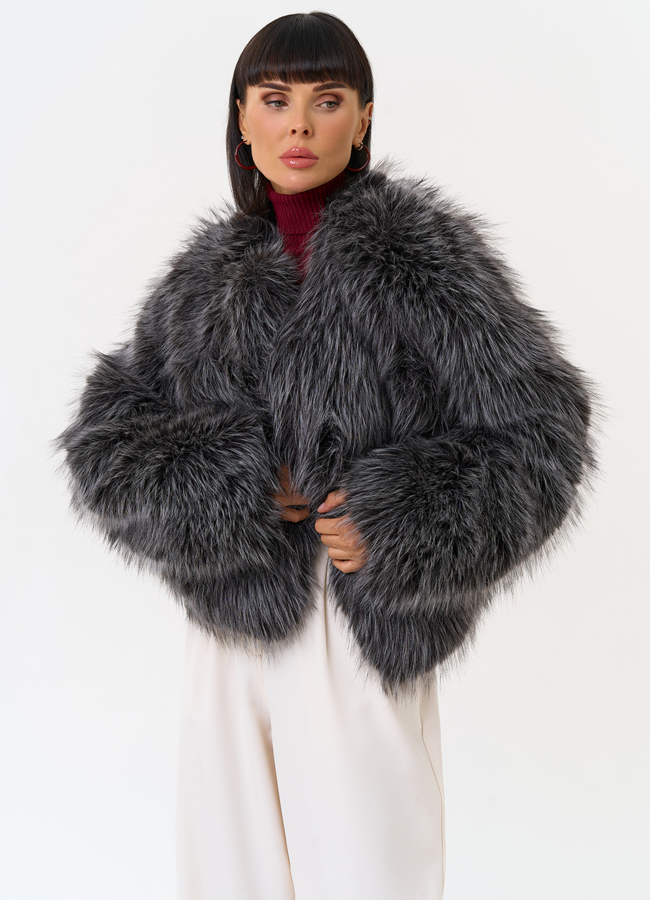 Короткая куртка из эко меха с декоративным поясом модель № 31262 в рассрочку Короткая куртка из эко меха с декоративным поясом модель № 31262 в рассрочку