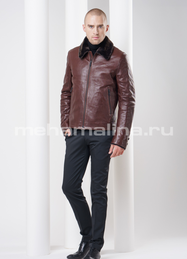 фото Дубленка на молнии, цвет коричневый модель № DM-73