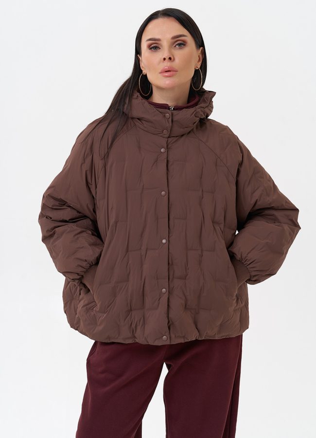 Женская куртка с капюшоном  модель № 29883 меха малина