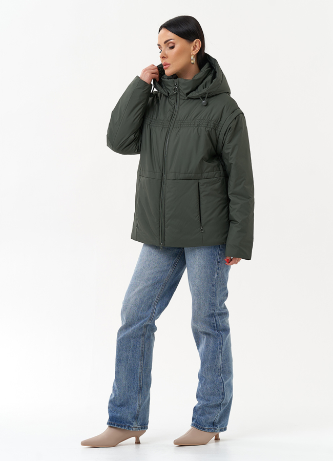 Женская утепленная куртка со съемными рукавами модель № 30010 в рассрочку