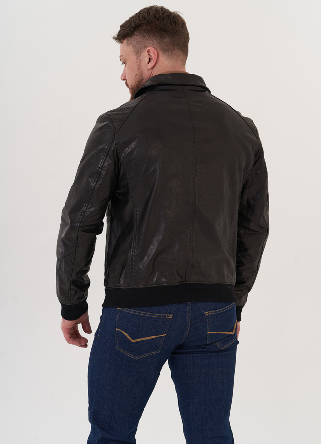 Мужской бомбер из натуральной кожи модель № W2265 универмаг малина