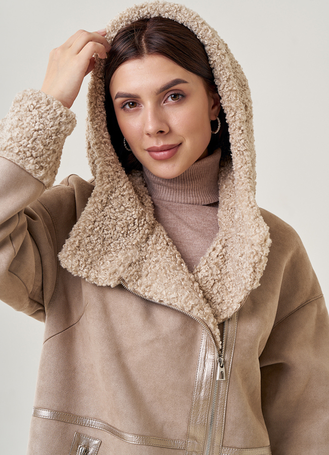 Женская дубленка из искусственного меха модель № 23067 универмаг малина