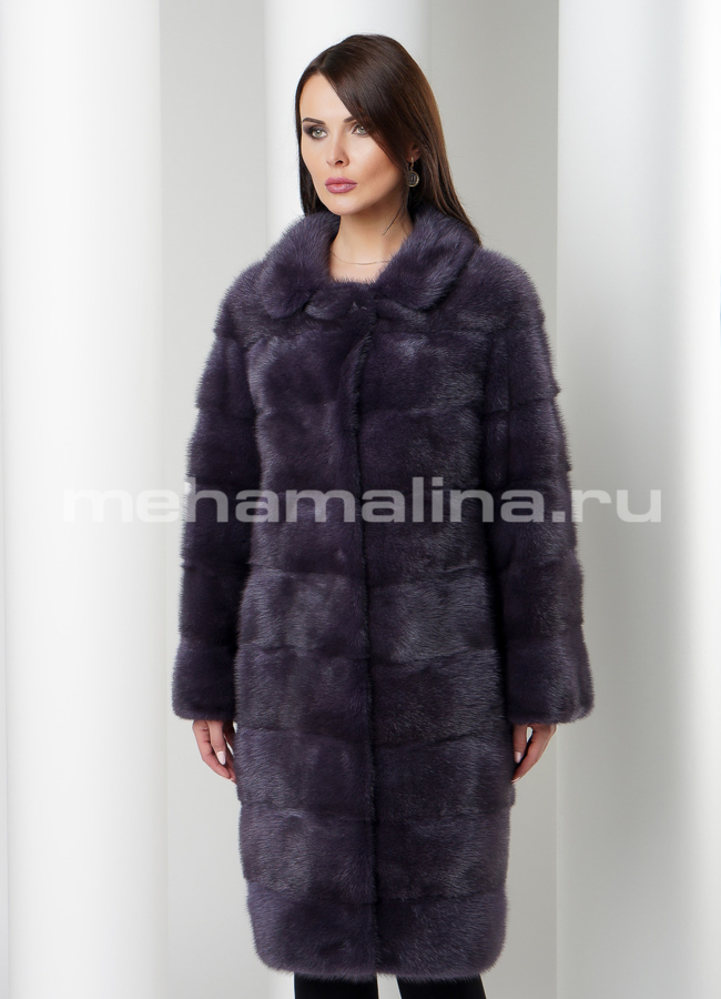 Шуба из норки с английским воротником модель № S-533 универмаг малина