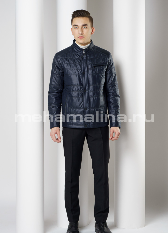 Куртка прямого силуэта темно-синего цвета модель № 319 в кредит