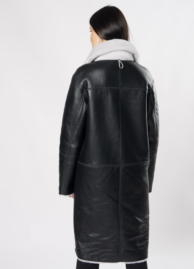 Двусторонняя дубленка с воротником стойкой модель № 3611 универмаг малина