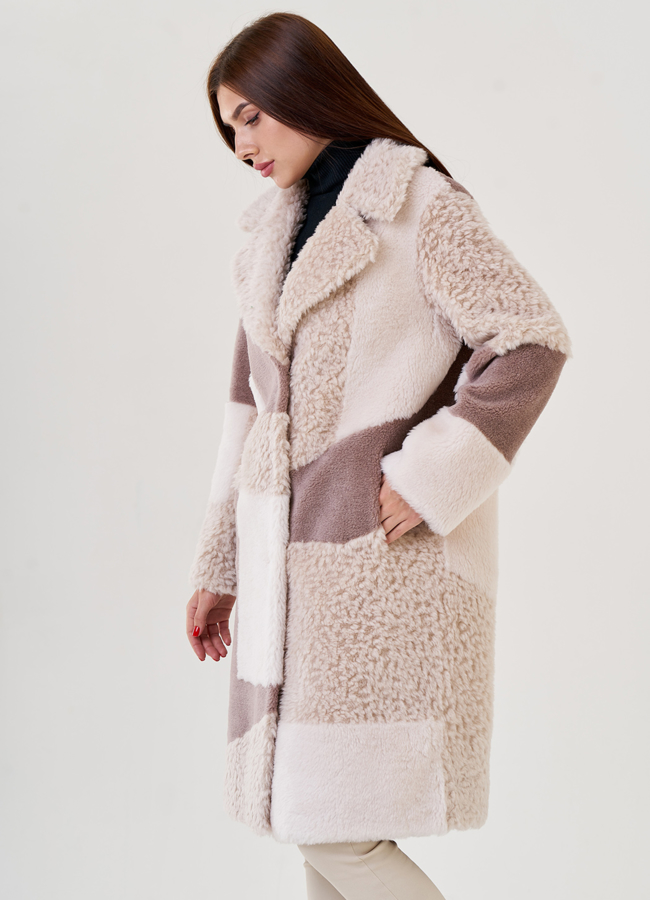 Женское пальто из искусственного меха  модель № 23441 универмаг малина