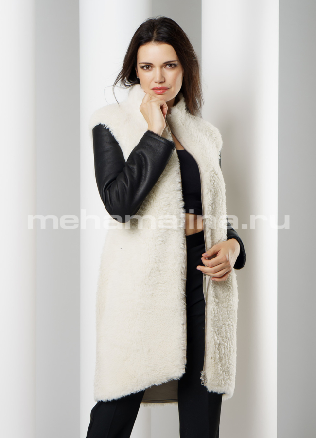 Дубленка Perre  модель № 7691 меха малина