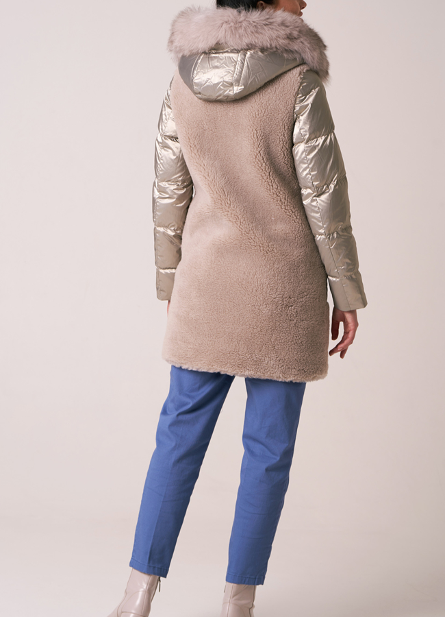 фото Комбинированный пуховик с шерстью модель № 912