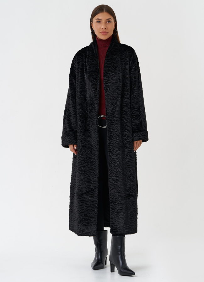 Пальто из эко меха под каракуля модель № 28672 универмаг малина