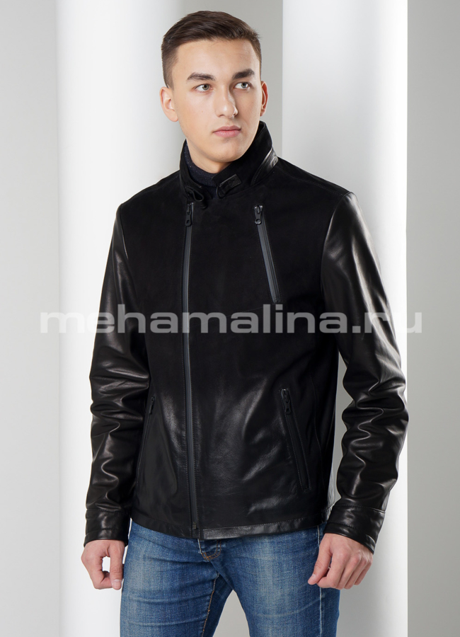 Кожаная куртка модель № KP-186 универмаг малина
