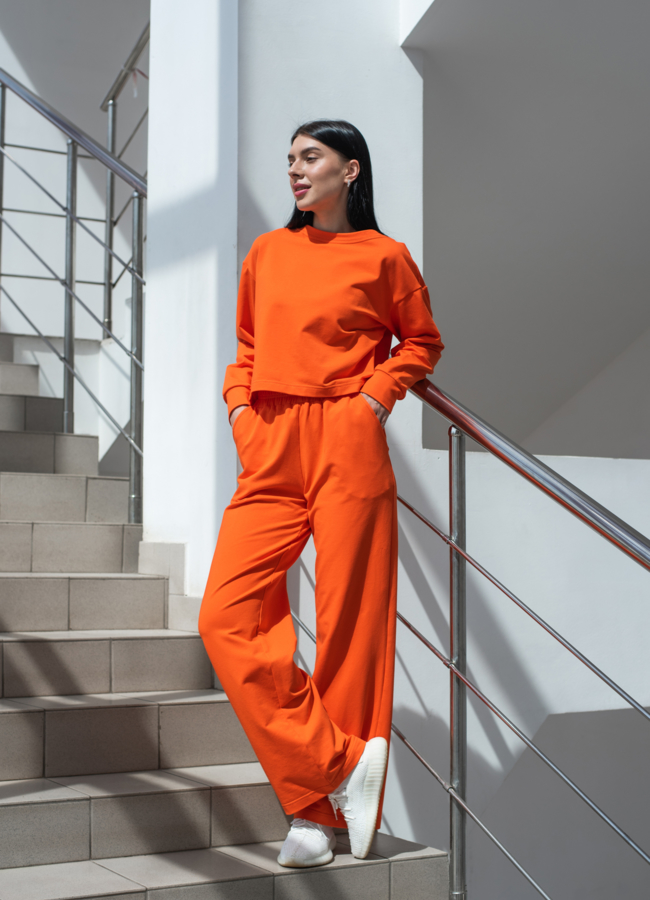 Брюки женские оранжевого цвета модель № 22912 универмаг малина