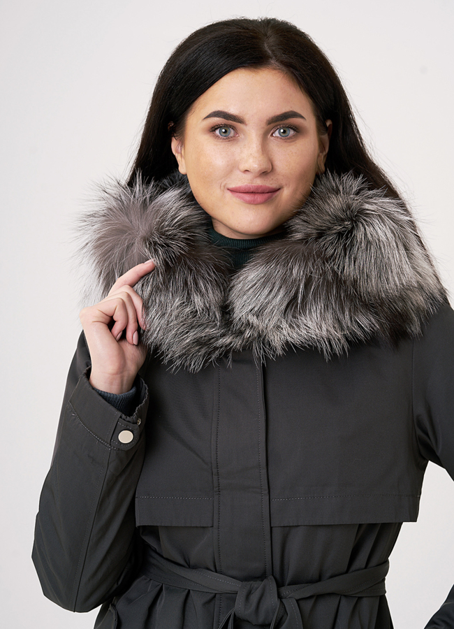 Женская парка со съемным мехом модель № 18089 универмаг малина