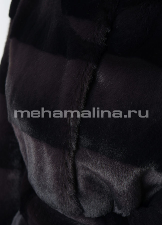 Шуба из эко меха прямого силуэта с капюшоном модель № 884 универмаг малина