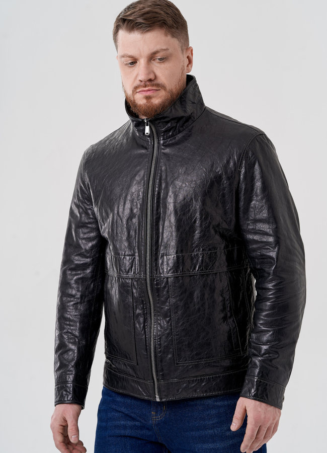 фото Мужская кожаная куртка  модель № 24405