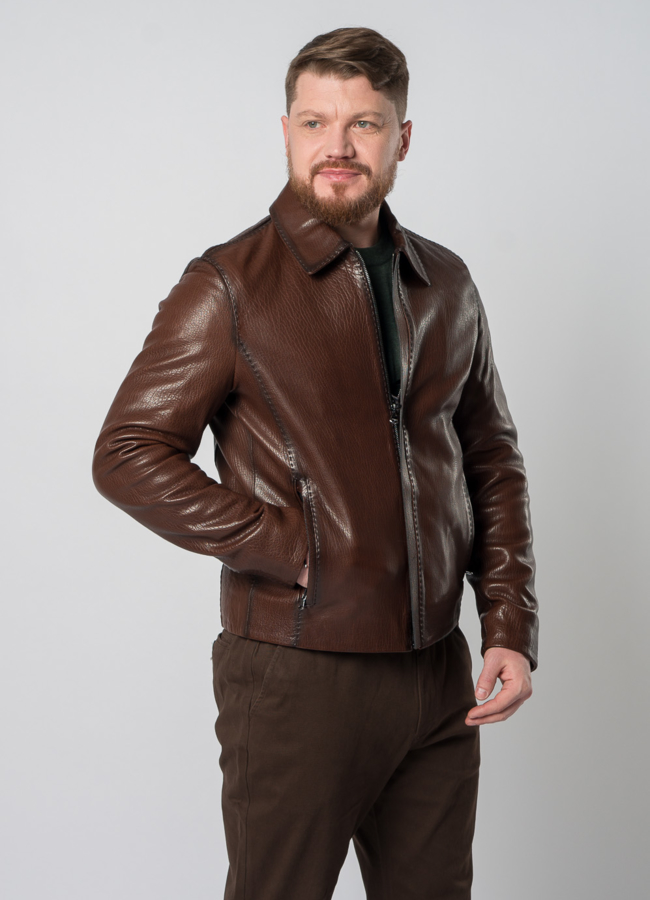 Мужская куртка из натуральной кожи модель № Е16 в кредит