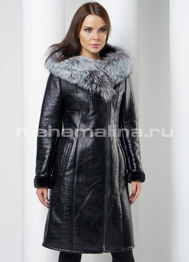 Дубленка с натуральной чернобуркой модель № D-182/1 универмаг малина