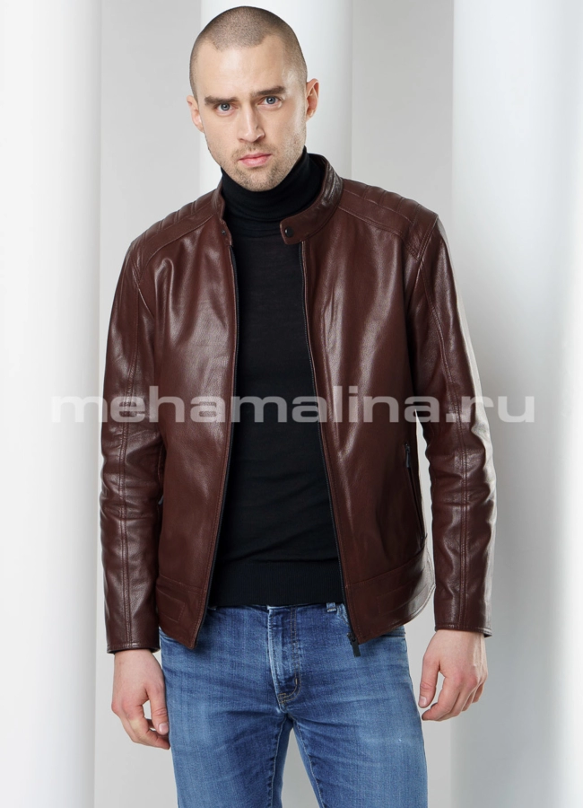 Кожаная куртка мужская модель № KP-223 универмаг малина