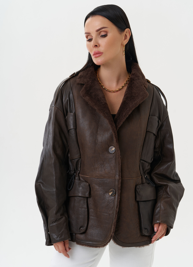 Комбинированная куртка из натуральной кожи и овчины модель № 28119 универмаг малина Комбинированная куртка из натуральной кожи и овчины модель № 28119 универмаг малина