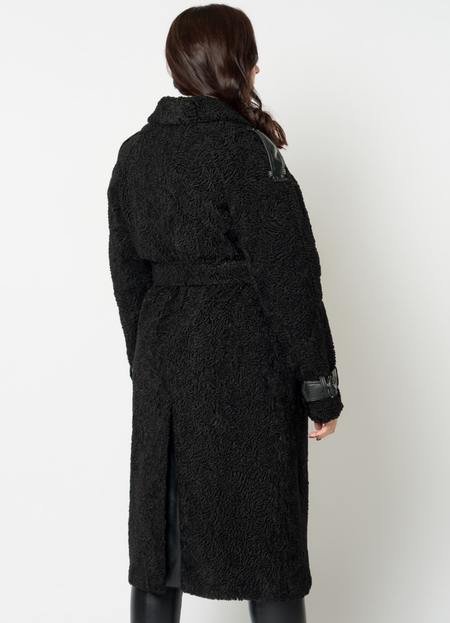 Утепленное пальто из искусственного меха модель № 21498 в рассрочку