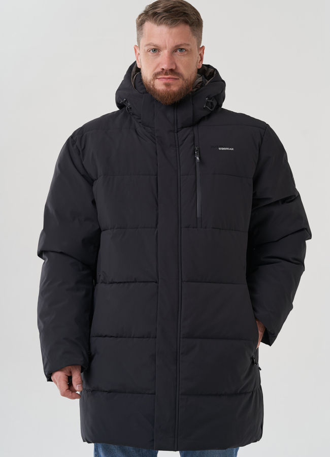 Мужской пуховик с капюшоном  модель № 82400, 82424 меха малина
