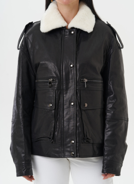 Утепленная куртка-пилот из натуральной кожи