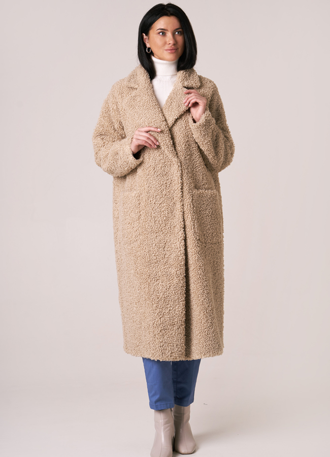 Пальто из овечьей шерсти бежевого цвета модель № 1983 универмаг малина