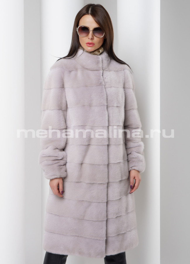 Шуба из скандинавской норки модель № S-514 меха малина