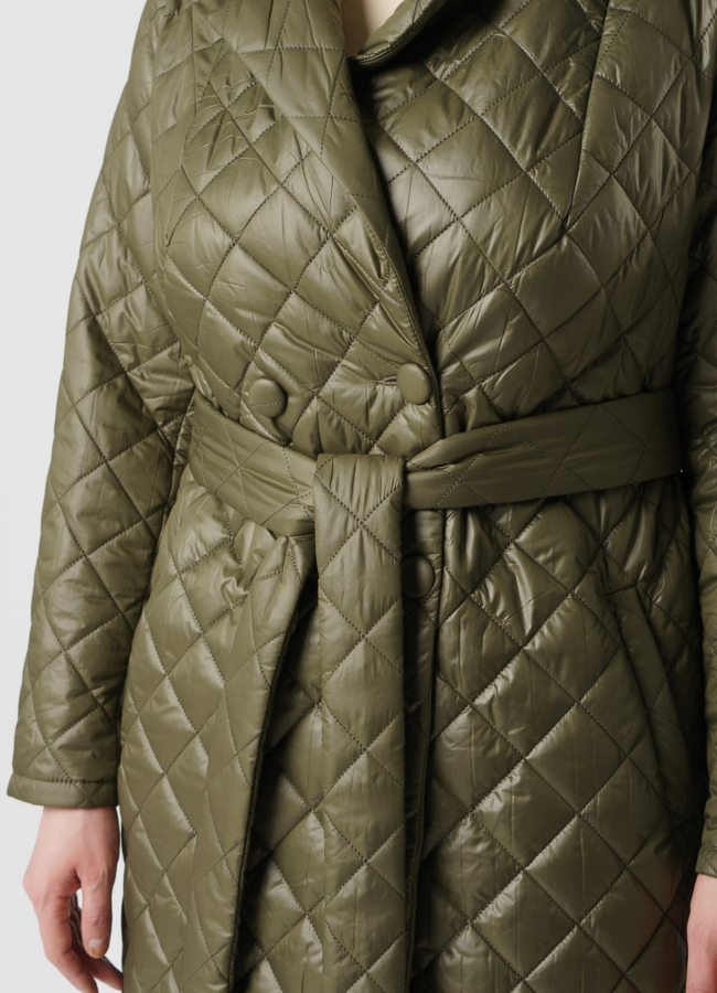 Женское демиезонное пальто зеленого цвета модель № 46 универмаг малина