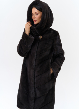 Норковая шуба с капюшоном