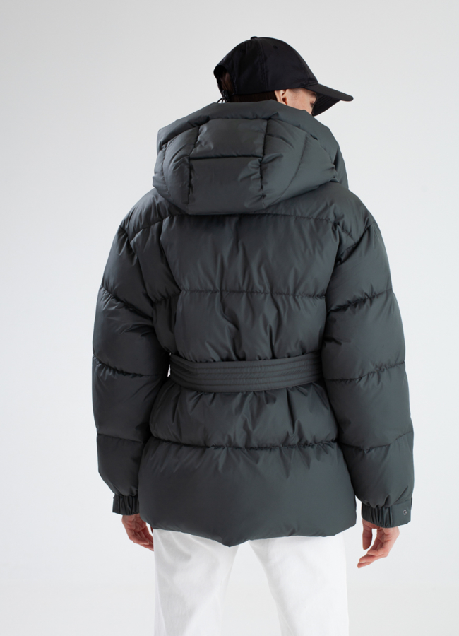 фото Женский пуховик с поясом модель № 23341