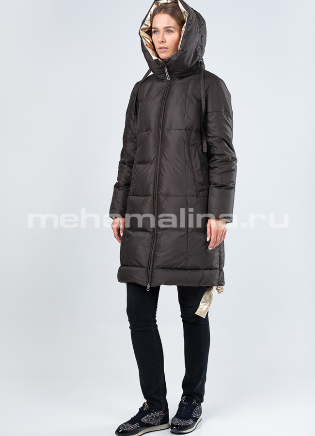 Пуховик женский утепленный модель № П-287 меха малина