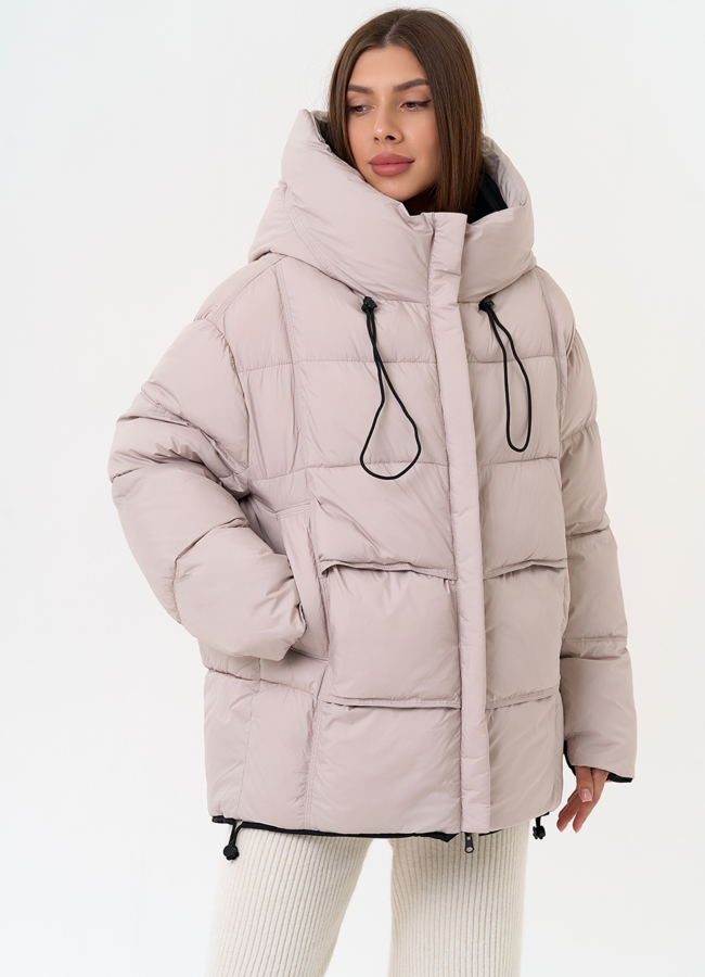 Двухсторонний женский пуховик с капюшоном модель № 31596 универмаг малина Двухсторонний женский пуховик с капюшоном модель № 31596 универмаг малина