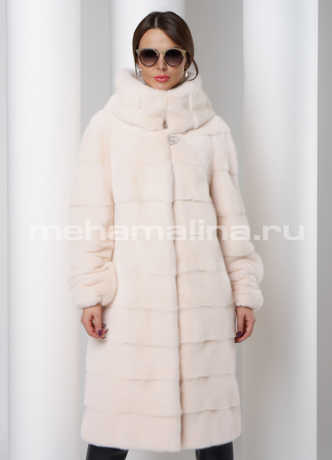 Шуба из скандинавской норки в цвете жемчуг модель № S-503 в рассрочку
