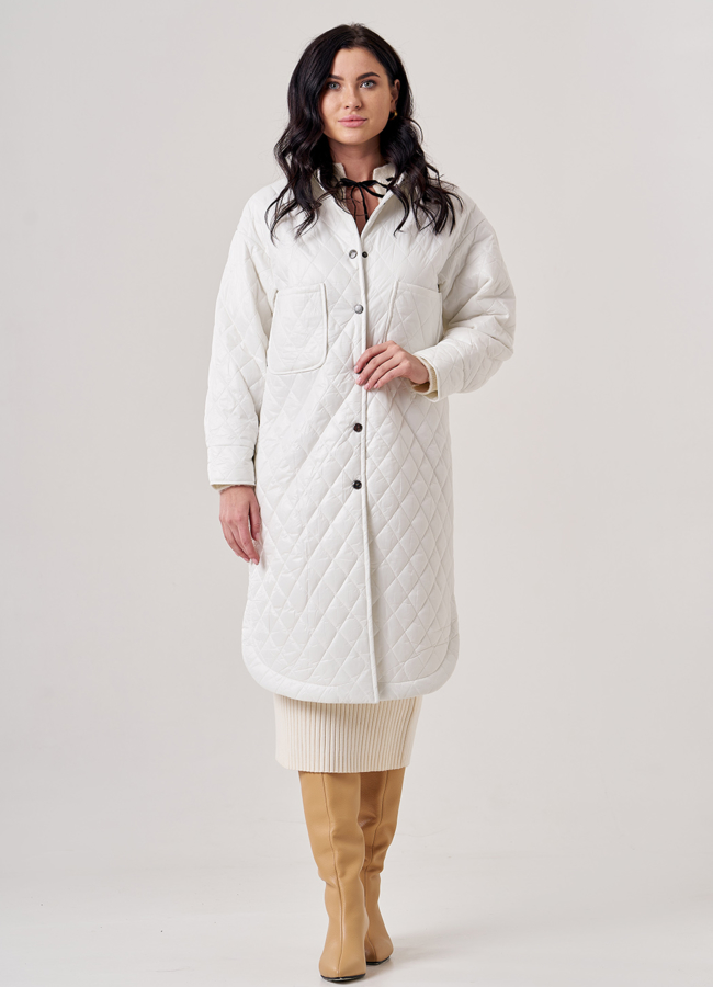 фото Пальто-рубашка белого цвета модель № 37
