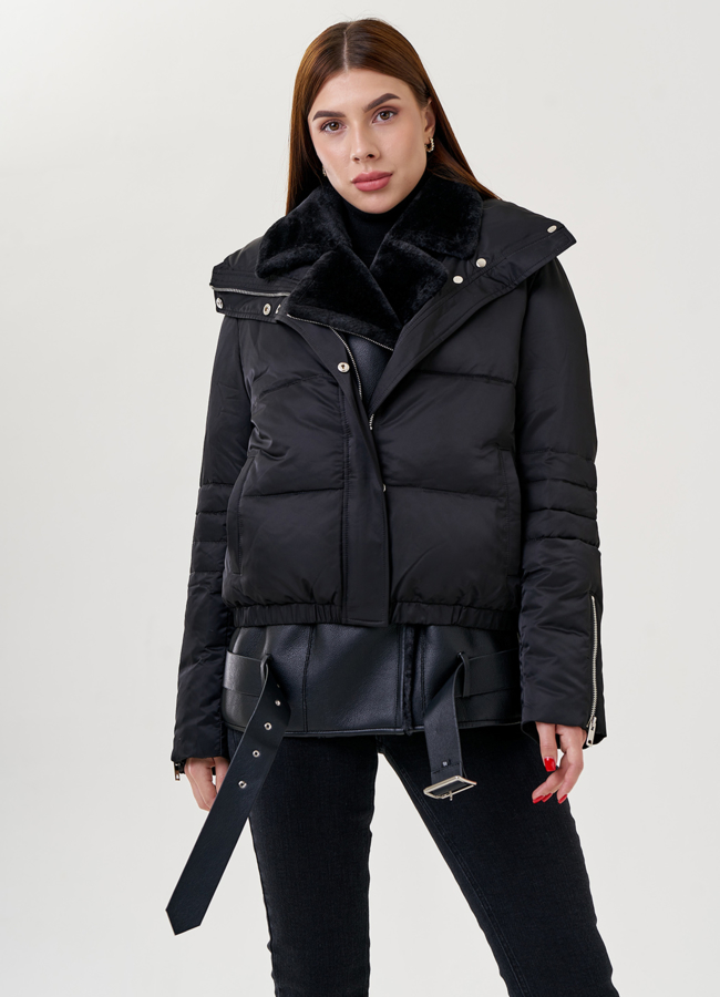 Дубленка из искусственного меха 2 в 1 модель № 79317 универмаг малина