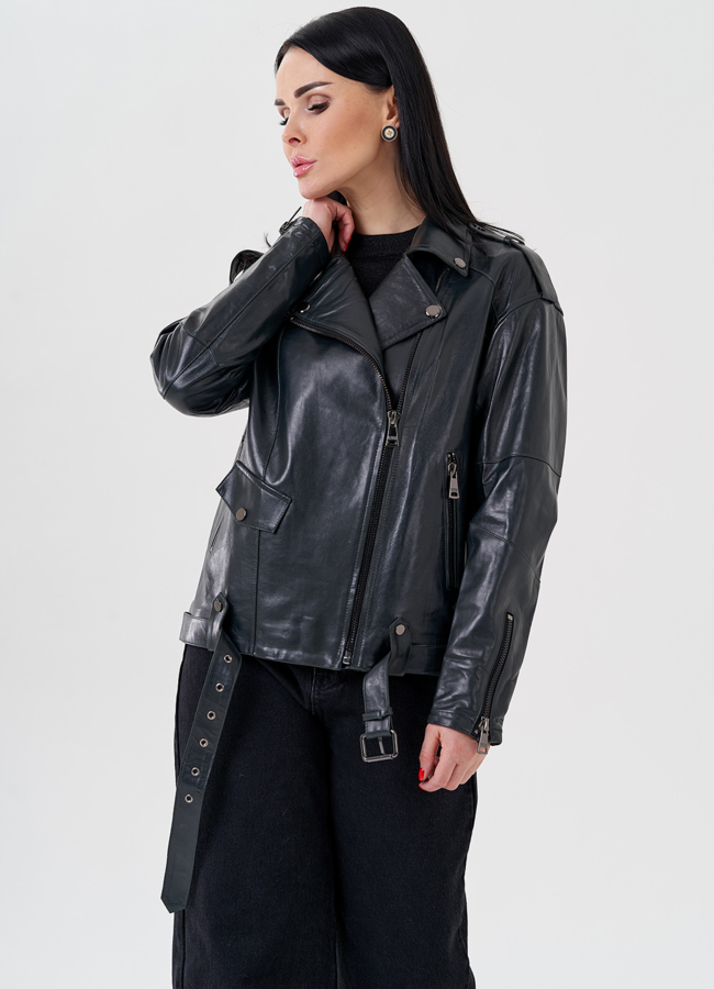 Женская куртка-косуха из натуральной кожи модель № 24086 в рассрочку