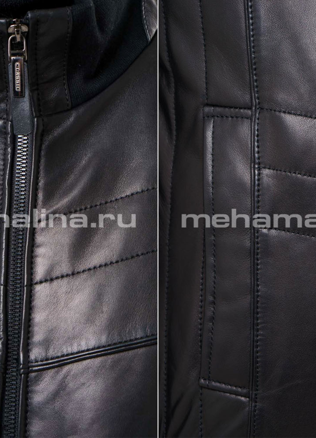 Кожаная куртка на молнии модель № KP-113 универмаг малина