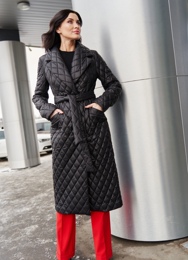 Пальто утепленное с английским воротником  модель № 23280 меха малина