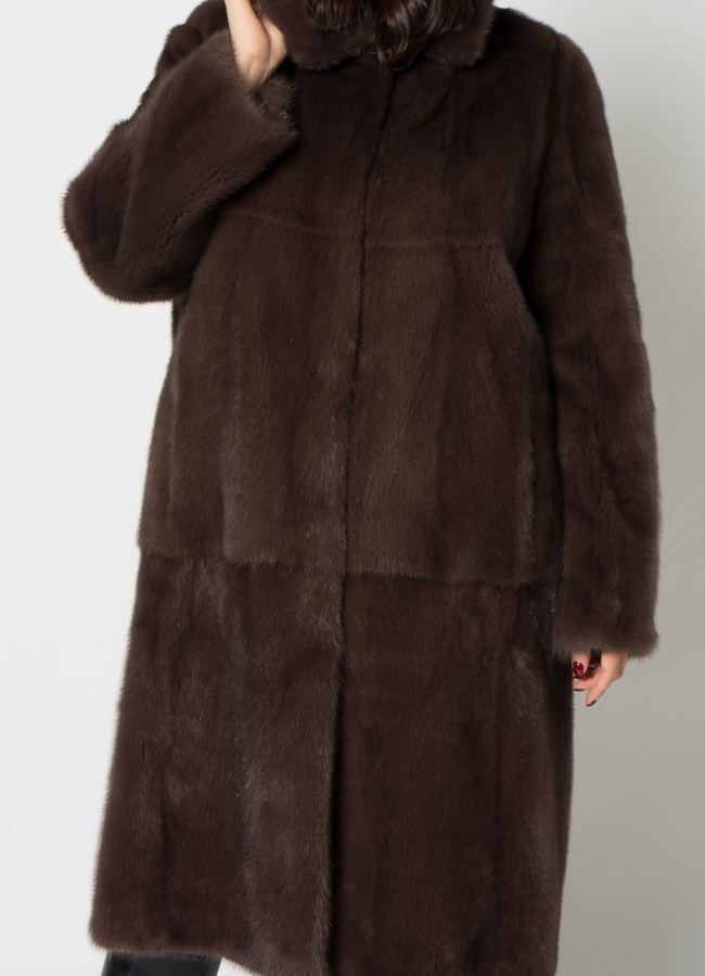 Норковая шуба с капюшоном модель № 21634 универмаг малина