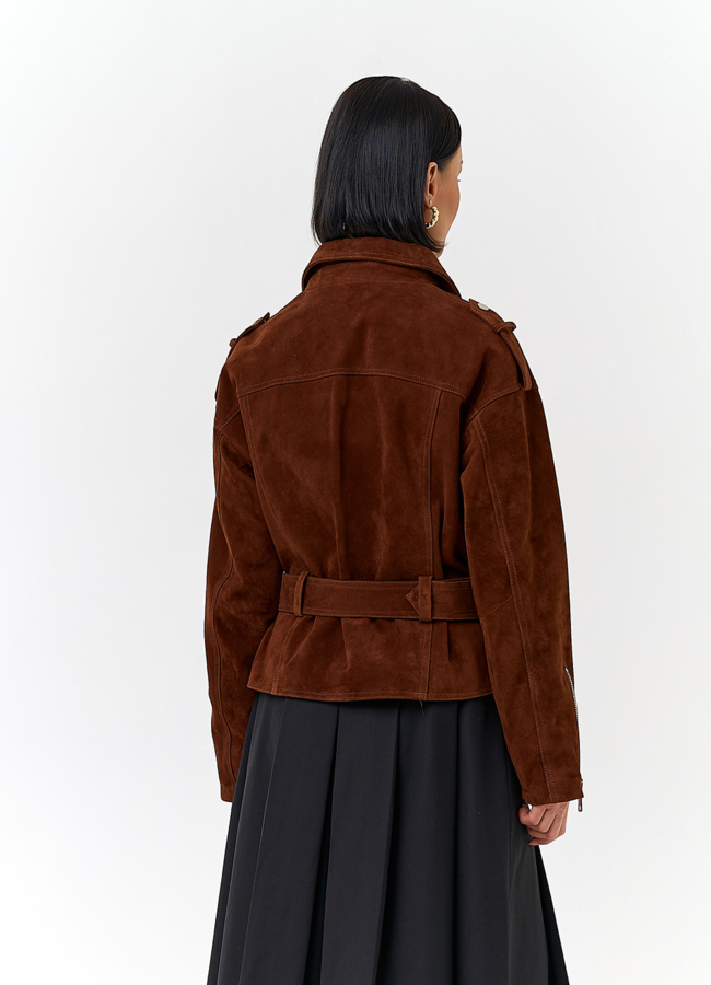 фото Куртка из натуральной замши с поясом модель № 29926