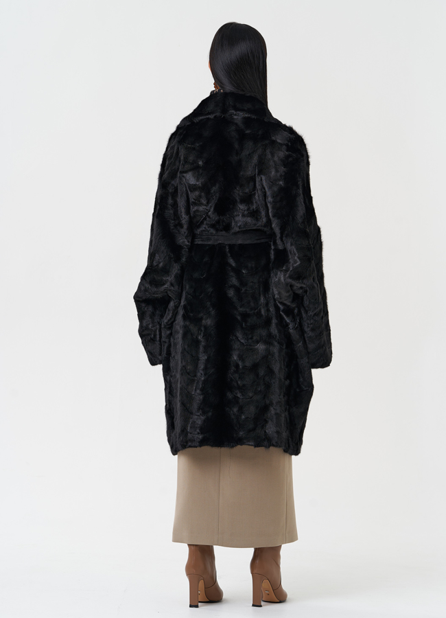 фото Шуба из меха норки с английским воротником модель № 28586