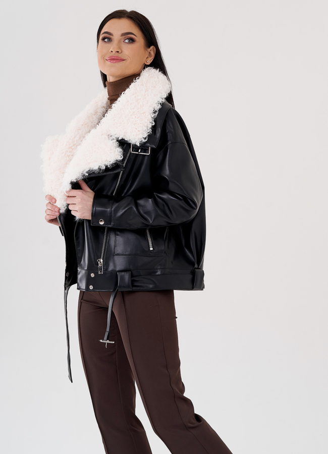 фото Куртка косуха на утеплении с отделкой натуральный козлик модель № 3022 фото Куртка косуха на утеплении с отделкой натуральный козлик модель № 3022